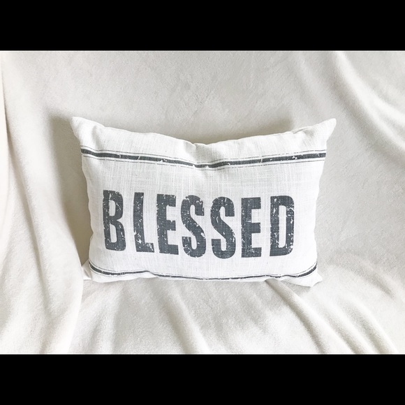 BLESSED Throw Accent Pillow-Off White/Gray Letter - Picture 2 of 5